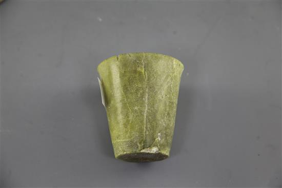 A Chinese grey jade cosmetics palette mixer, Qing dynasty, height 7cm and 10cm